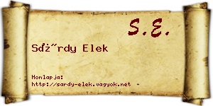Sárdy Elek névjegykártya